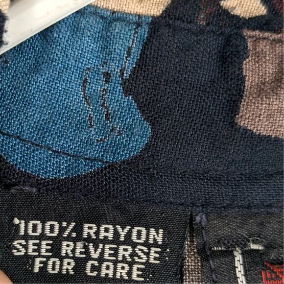 Tribes Nepal Rayon Shirt L Abstract 90s Pattern Button Short Sleeve Vintage - Picture 3 of 4